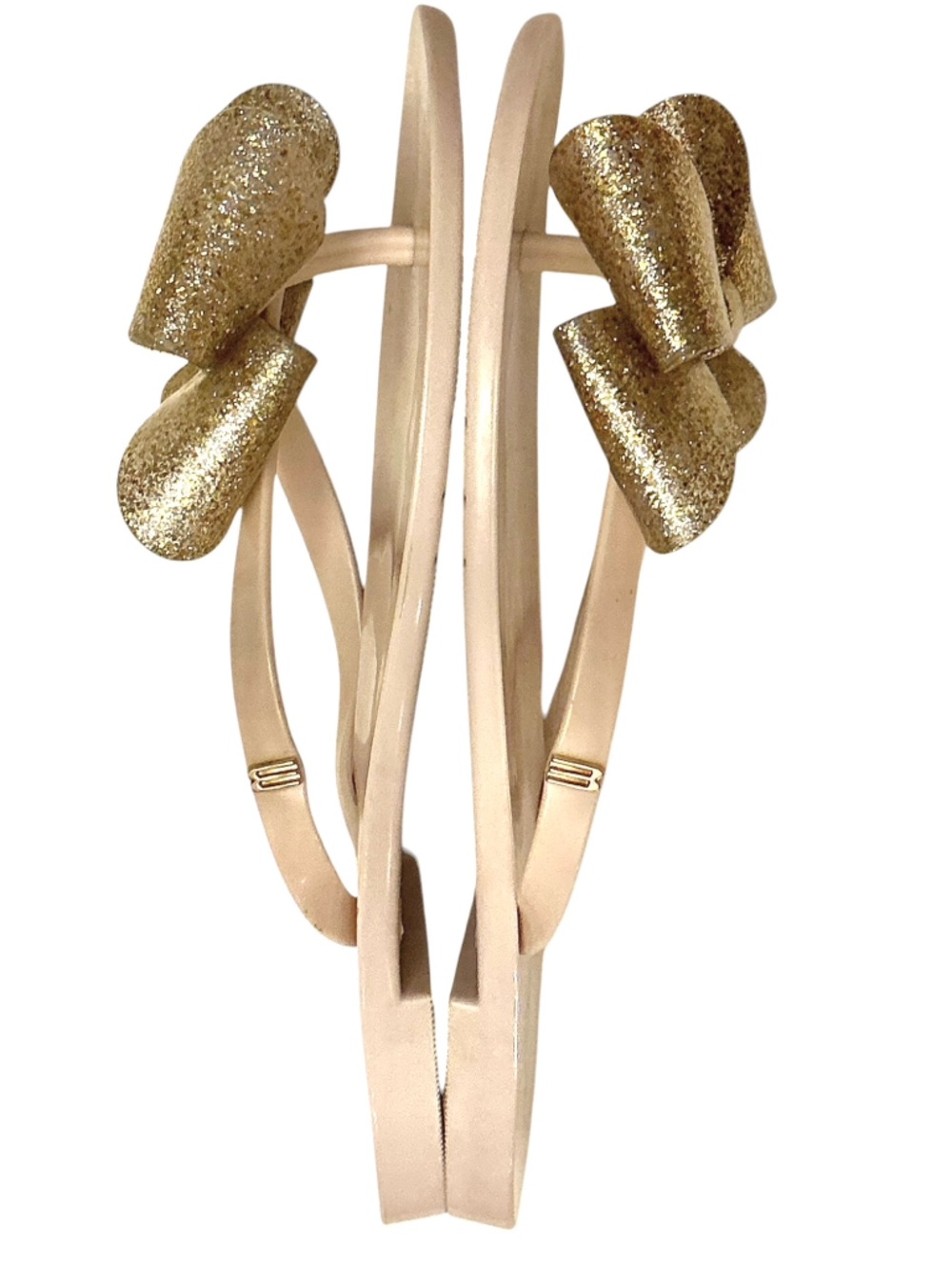 Melissa Harmonic Bow III PVC Gold Glitter Bow Flat Thong Flipflop Sandal Size: 8 - Picture 8 of 15